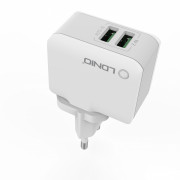 LDNIO A2203/ Сетевое ЗУ + Кабель Micro/ 2 USB Auto-ID/ Выход:12W/ White