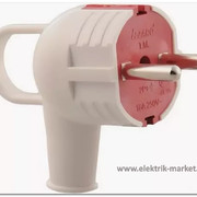 Вилка с заземлением с ручкой белая с красным (715-0201-602)