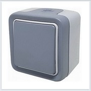 PLEXO Переключатель одноклавишный 10А наружный серый IP55 (69711)