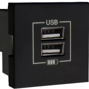 Розетка зарядная USB двойная черная (USB21-2)