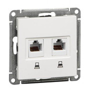 Розетка Glossa двойная компьютерная RJ45 + RJ45 кат.5E механизм белый (GSL000185KK)
