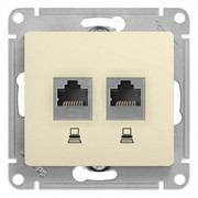Розетка Glossa двойная компьютерная RJ45 + RJ45 кат.5E механизм бежевый (GSL000285KK)