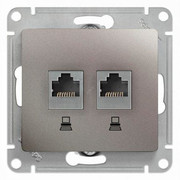 Розетка Glossa двойная компьютерная RJ45 + RJ45 кат.5E механизм антрацит (GSL000785KK)