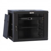 Шкаф настенный 19-дюймовый 27U 1304x600х600мм стеклянная дверь с перфорацией по бокам ручка с замком черный (RAL 9004) (разобранный) (TWB-2766-GP-RAL9004)